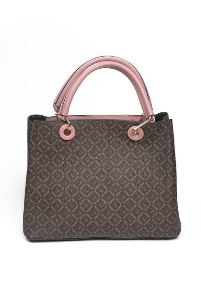 Nishat Linen - Brown & Pink Hand Bag-430232113-W22