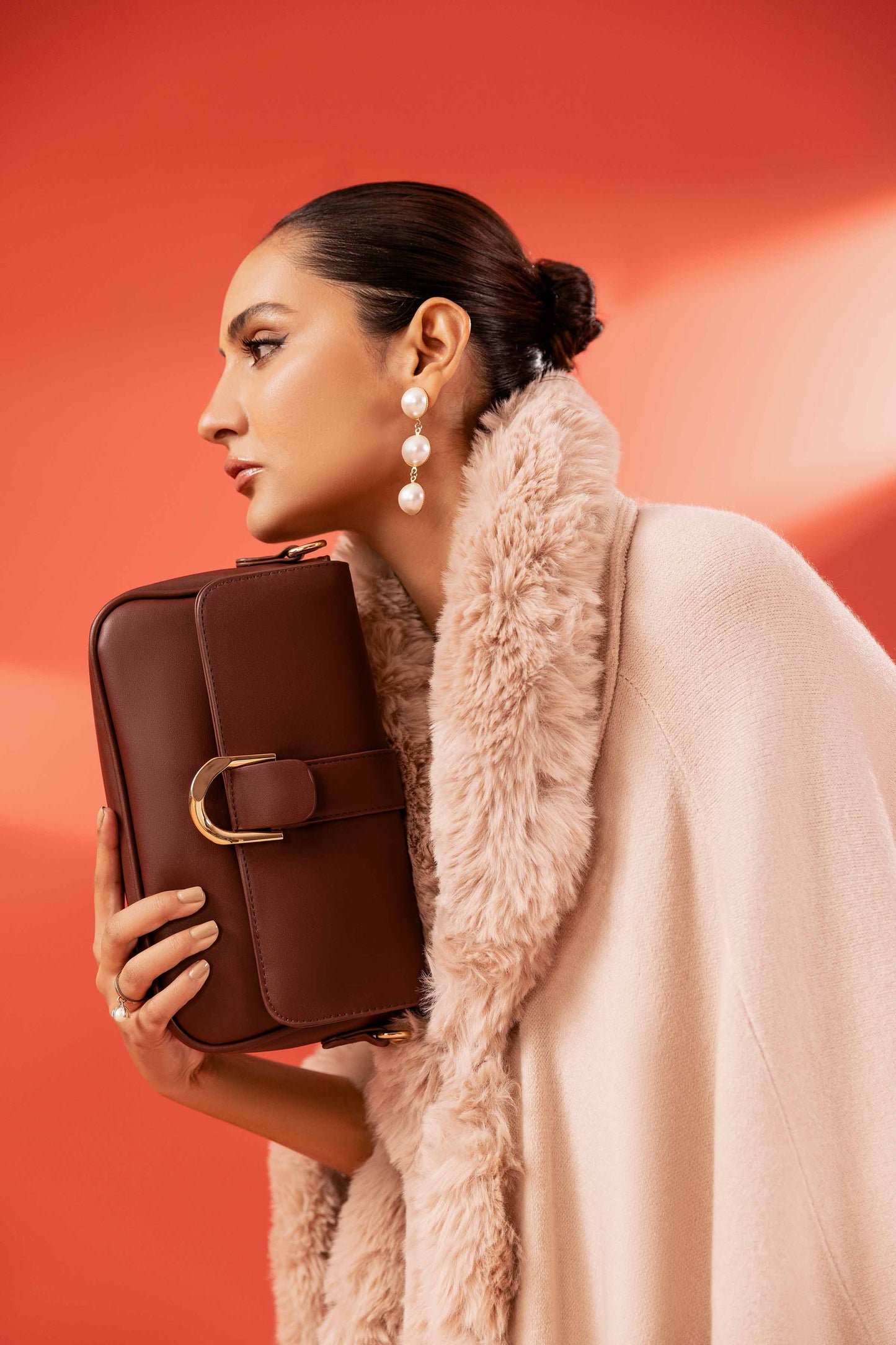 Nishat Linen - Coffee Shoulder Bag-433492117