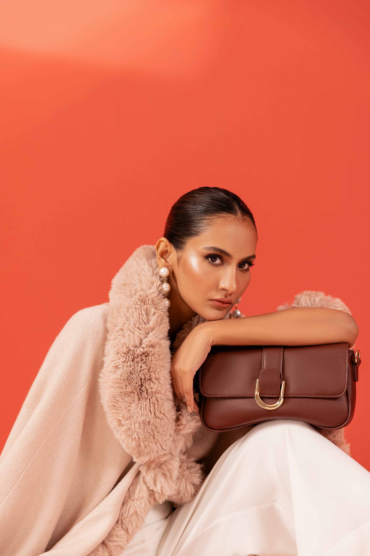 Nishat Linen - Coffee Shoulder Bag-433492117
