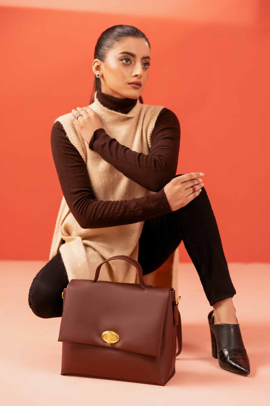 Nishat Linen - Coffee Shoulder Bag-433542117