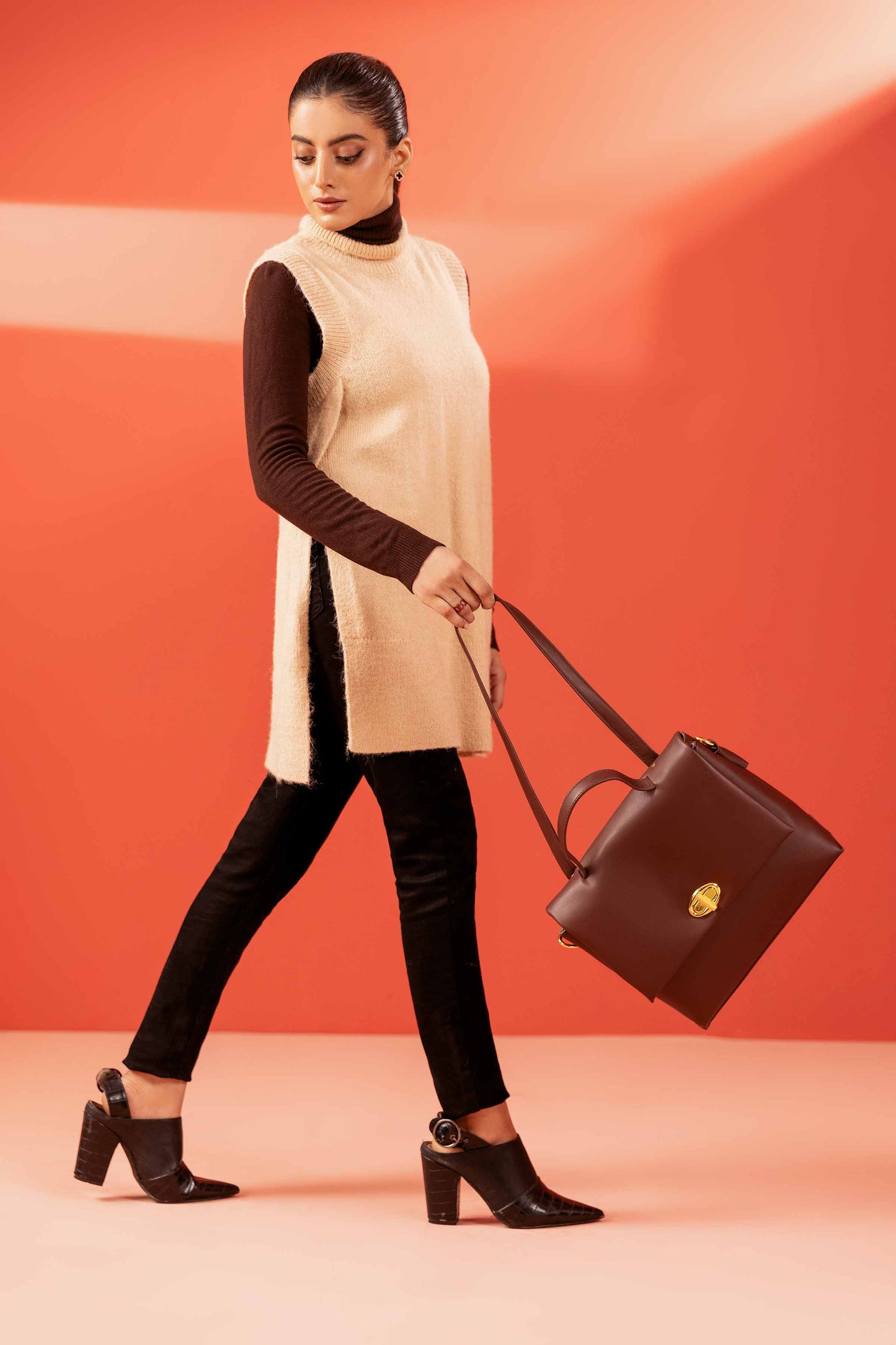 Nishat Linen - Coffee Shoulder Bag-433542117
