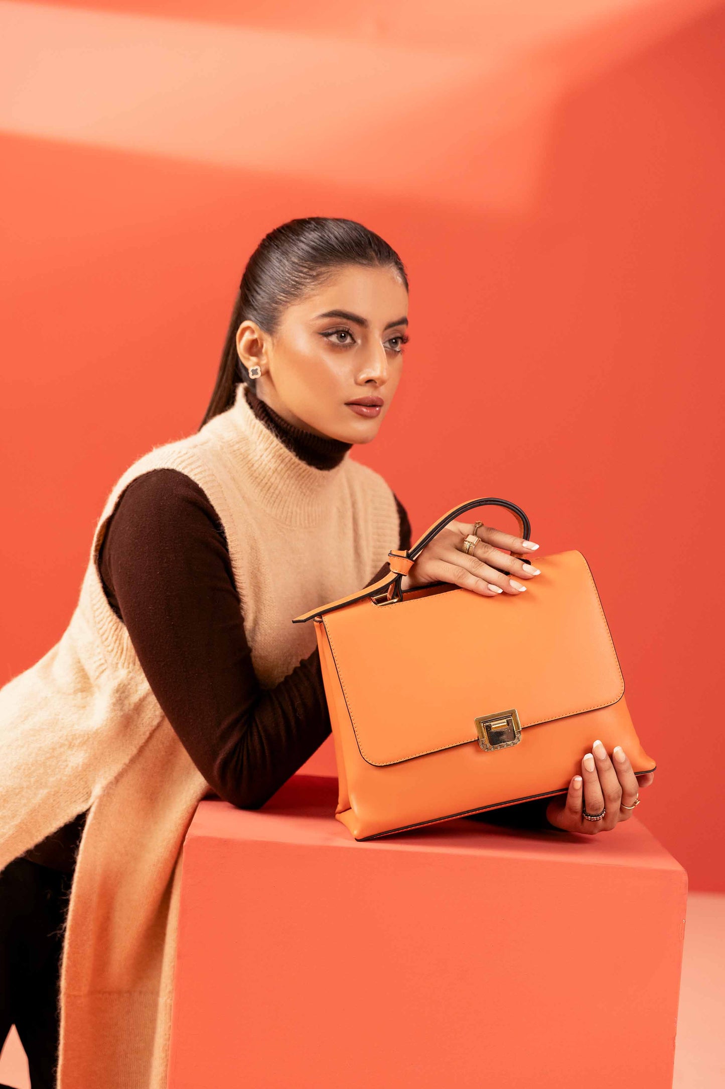 Nishat Linen - Orange Shoulder Bag-433592106