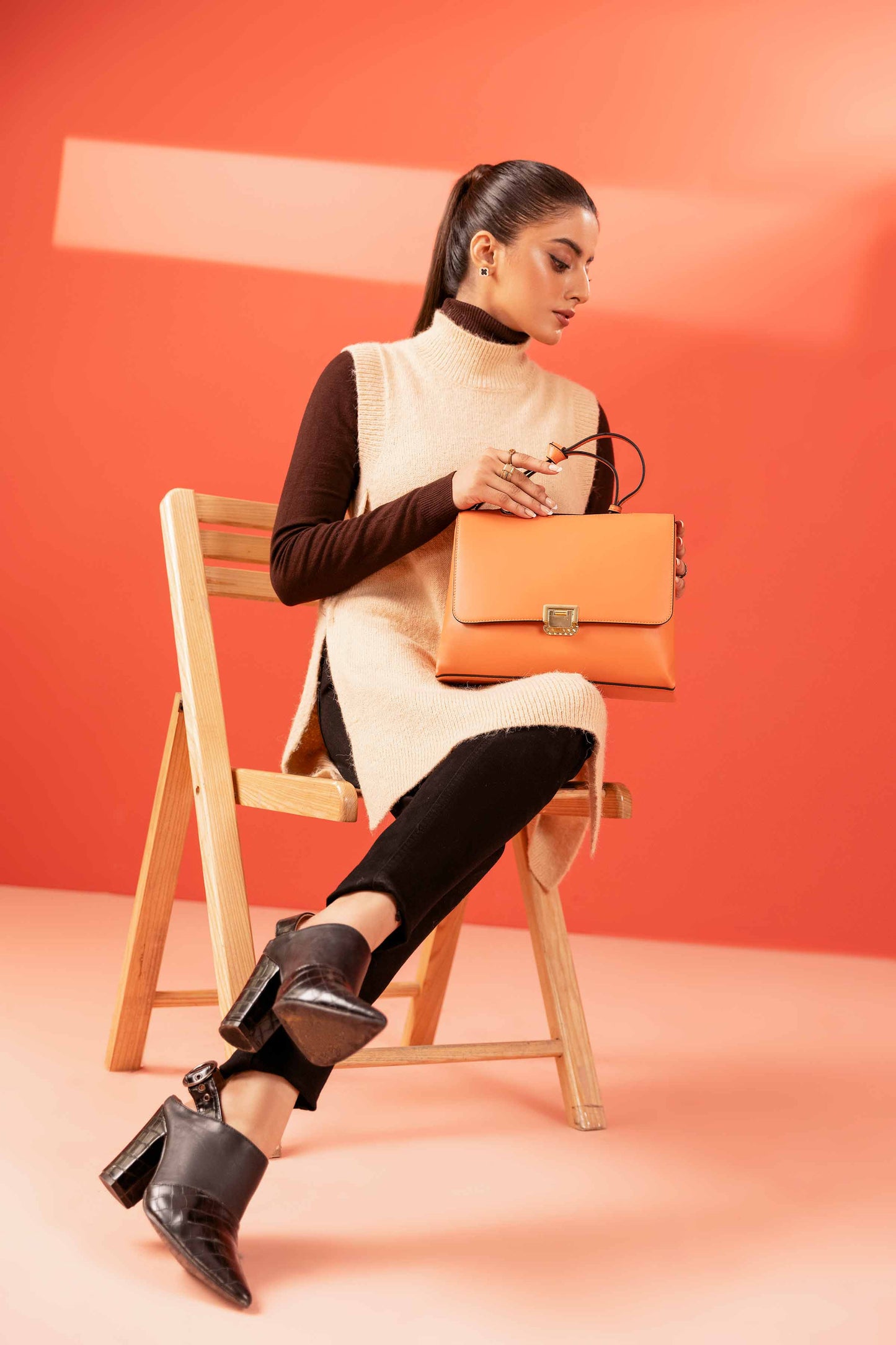 Nishat Linen - Orange Shoulder Bag-433592106