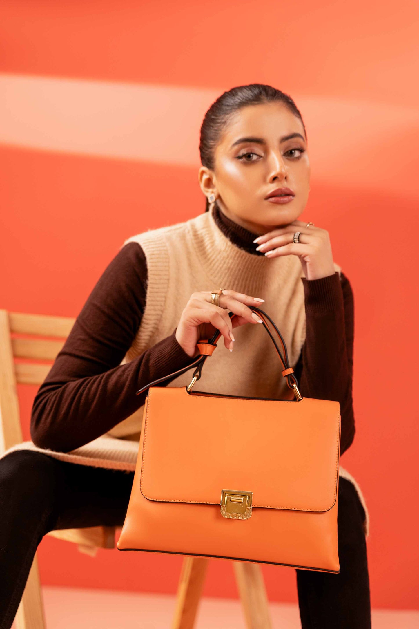 Nishat Linen - Orange Shoulder Bag-433592106
