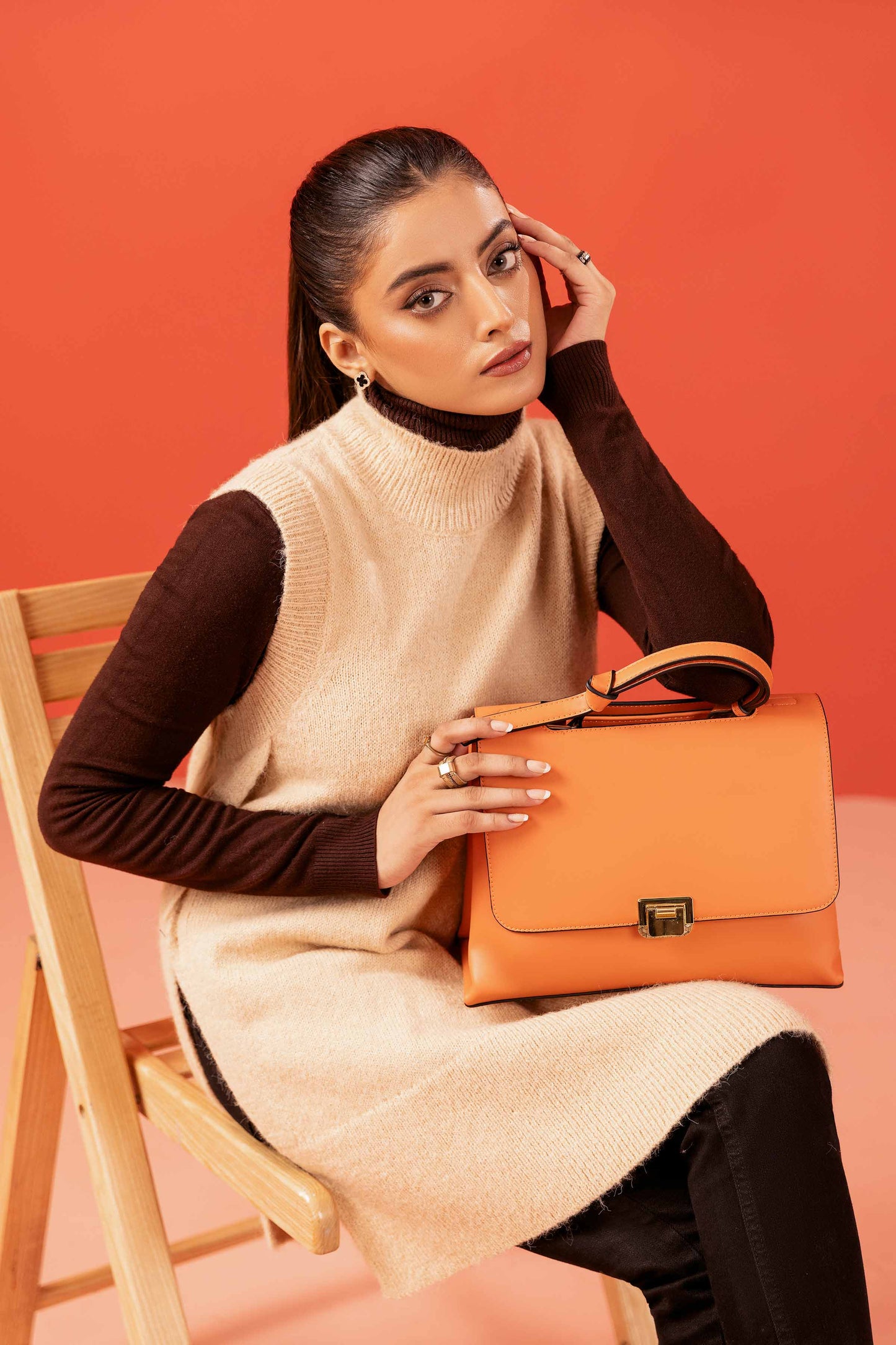 Nishat Linen - Orange Shoulder Bag-433592106