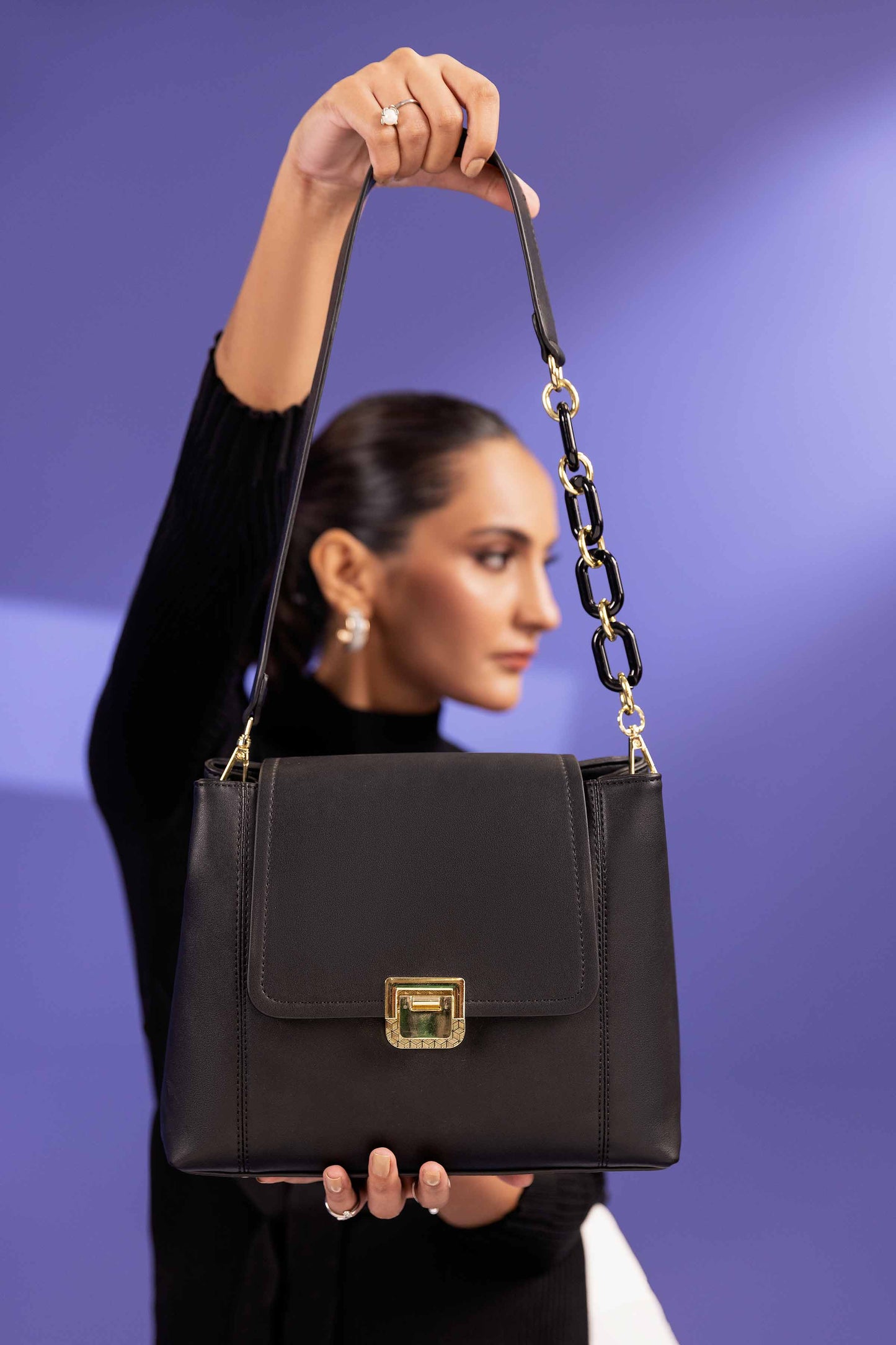 Nishat Linen - Black Shoulder Bag-433632103