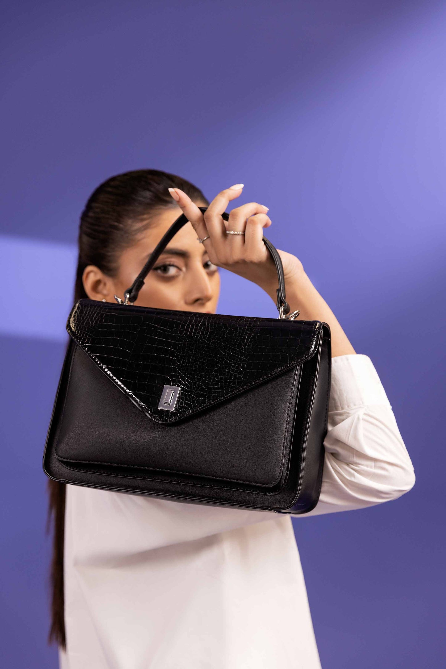 Nishat Linen - Black Shoulder Bag-433642103