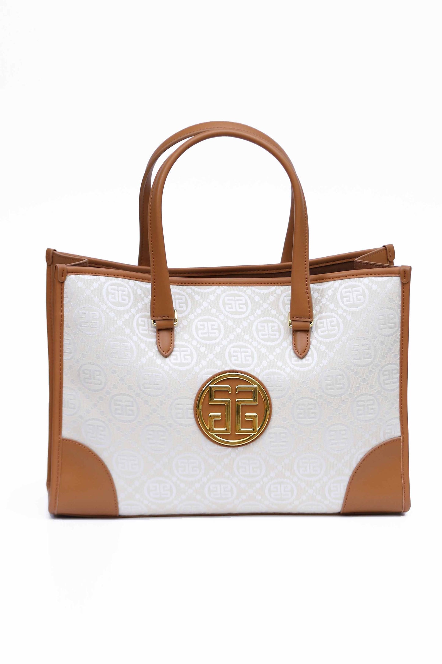 Nishat Linen - White & Brown Hand Bag - 433652112