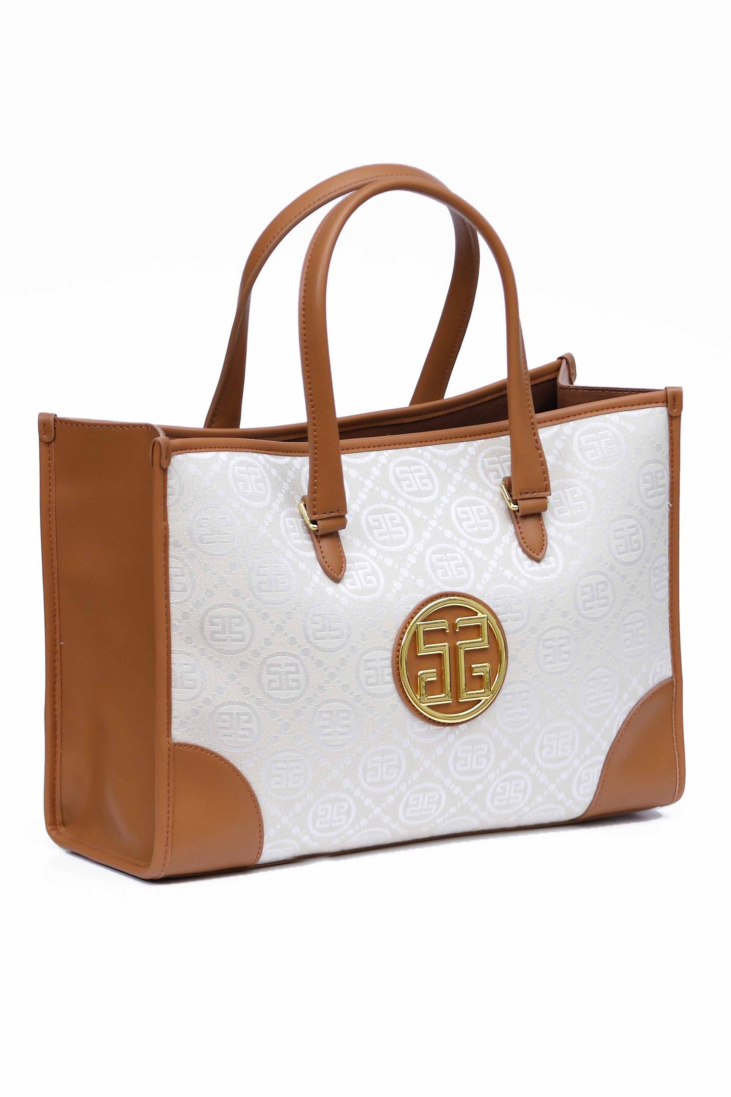 Nishat Linen - White & Brown Hand Bag - 433652112