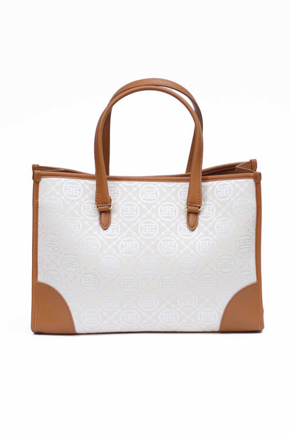 Nishat Linen - White & Brown Hand Bag - 433652112