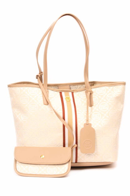 Nishat Linen - White & Light Khaki Hand Bag - 433662112