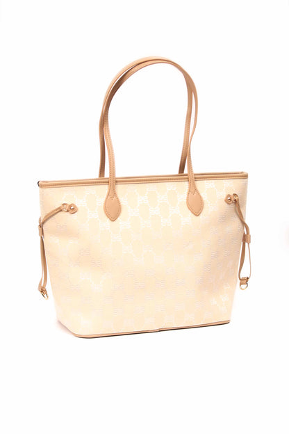 Nishat Linen - White & Light Khaki Hand Bag - 433672112