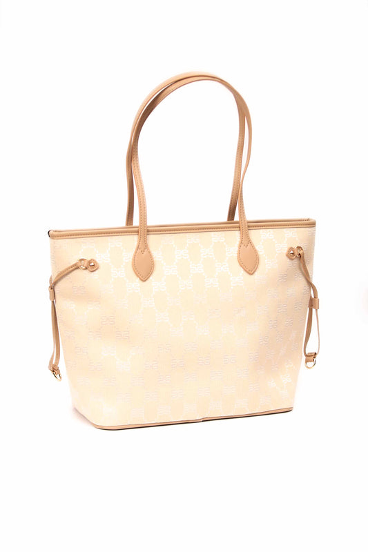 Nishat Linen - White & Light Khaki Hand Bag - 433672112