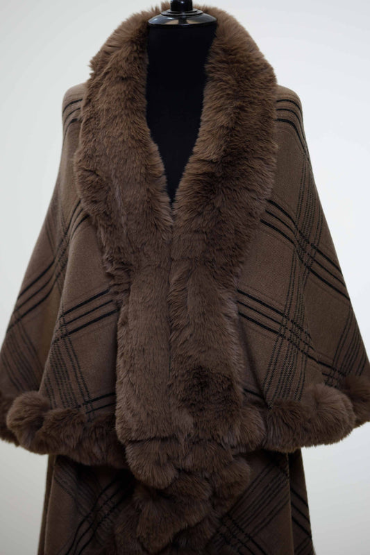 Nishat Linen - Coffee Cape Shawl-434392117