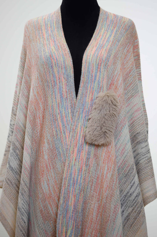 Nishat Linen - Ivory Cape Shawl-434402107