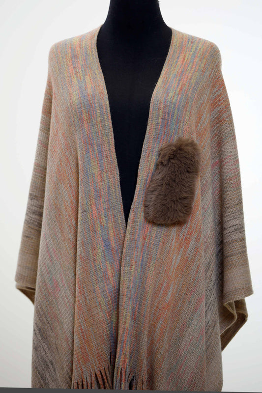 Nishat Linen - Beige Cape Shawl-434402118