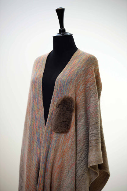 Nishat Linen - Beige Cape Shawl-434402118