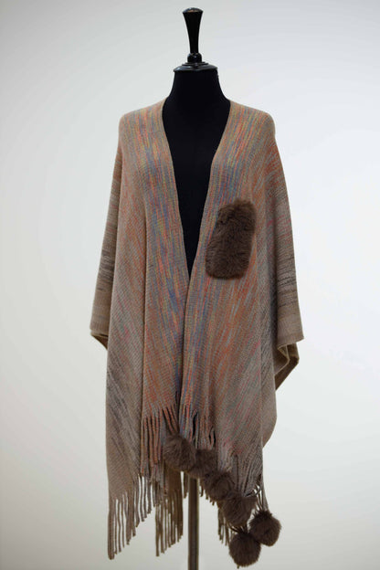 Nishat Linen - Beige Cape Shawl-434402118