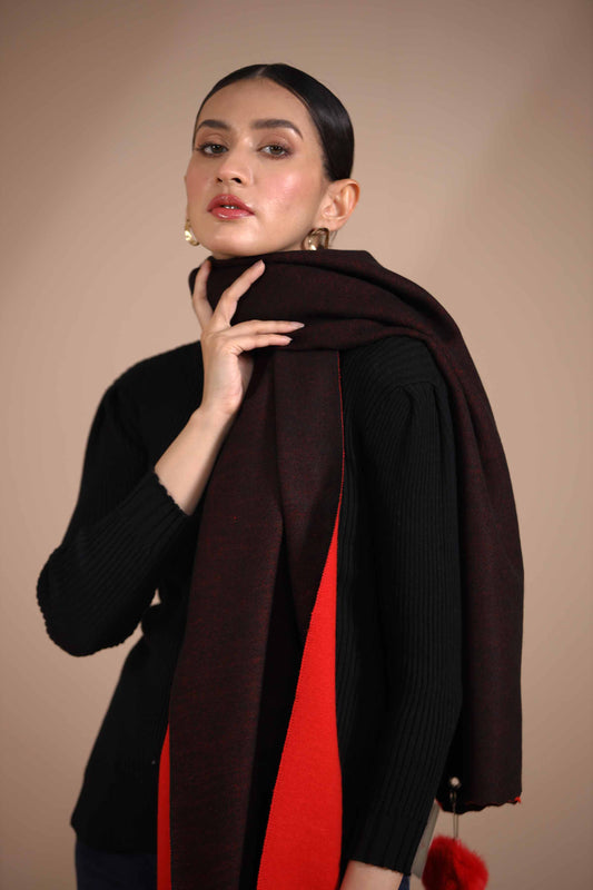 Nishat Linen - Red/Black Shawl-434762103