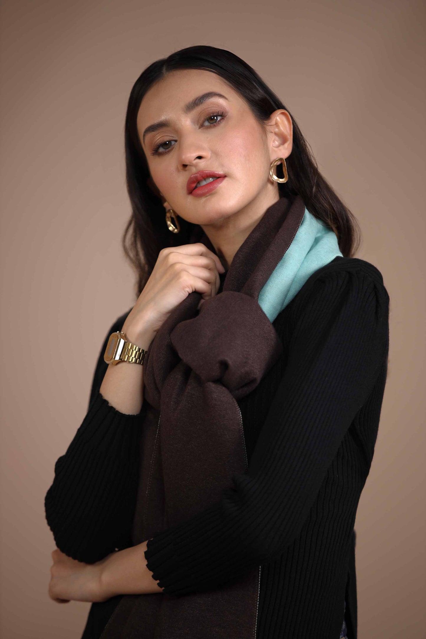 Nishat Linen - Dark Brown Shawl-434782113