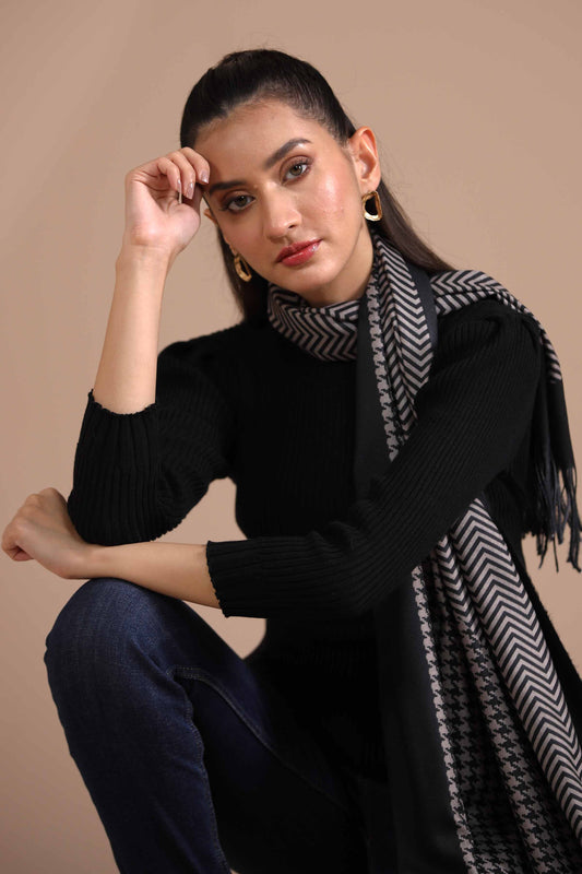 Nishat Linen - Black Shawl-434822103