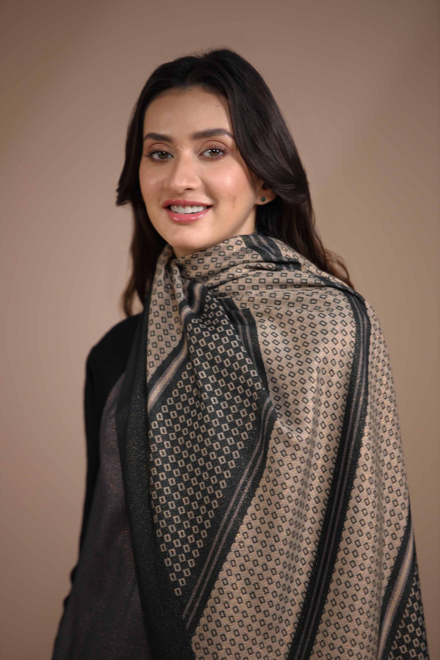 Nishat Linen - Black Shawl-434832103