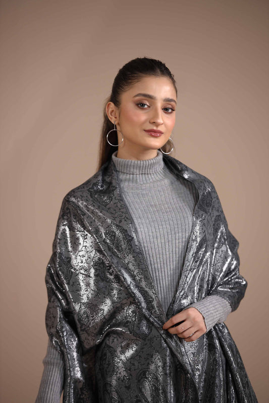 Nishat Linen - Black Shawl-434872103
