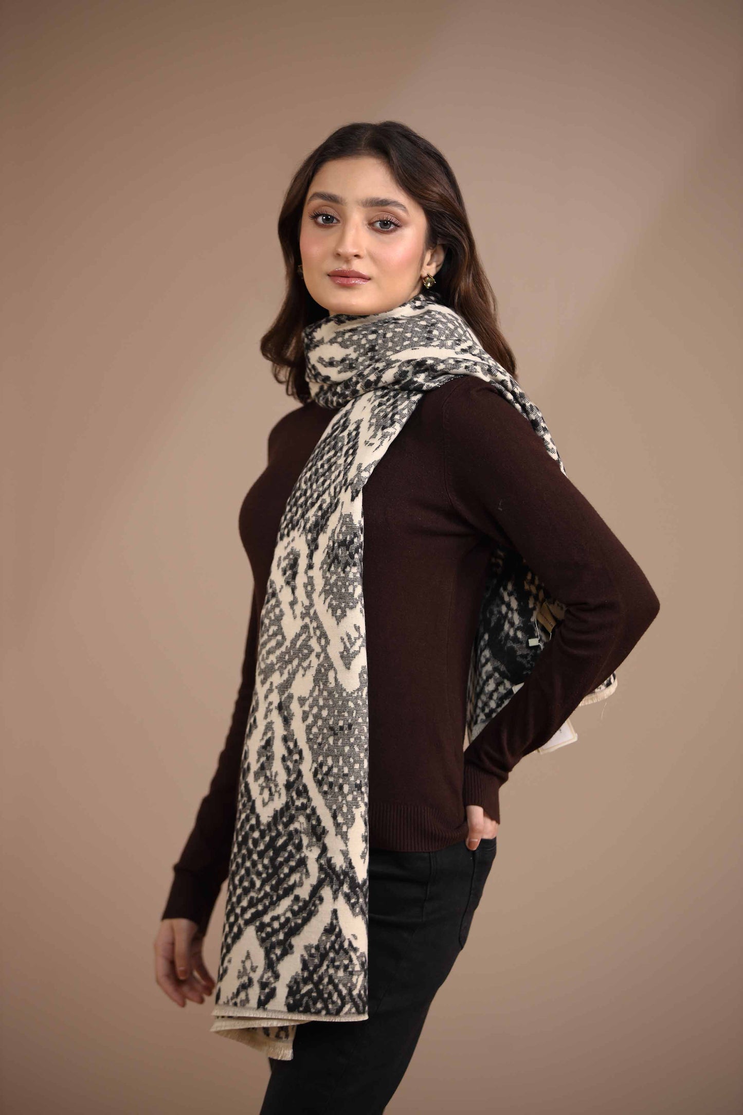 Nishat Linen - Black Shawl-434892103