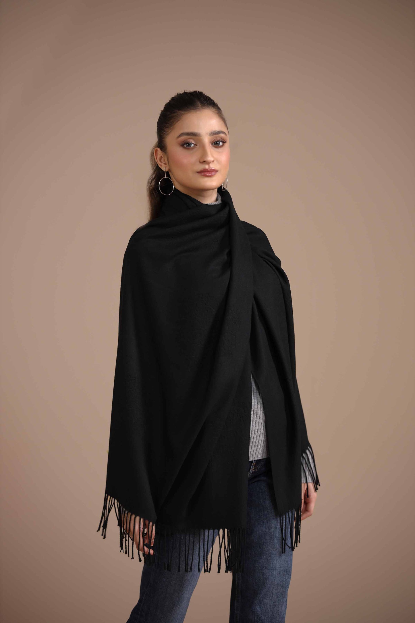 Nishat Linen - Black Shawl-434962103