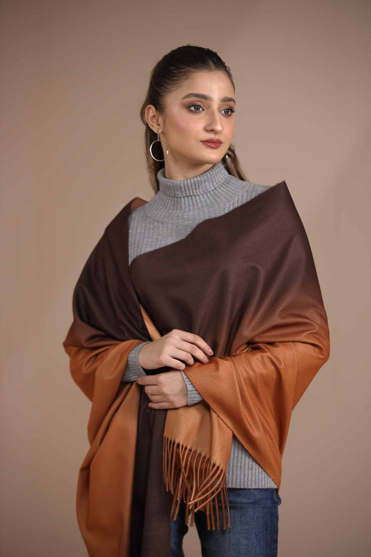 Nishat Linen - Coffee/Yellow Shawl-434982117