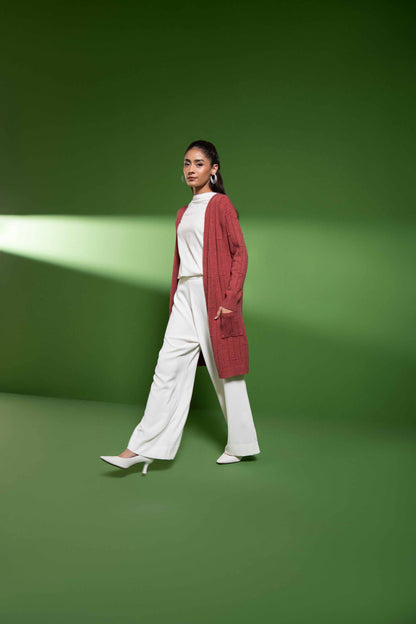 Nishat Linen - Red Long Sweater