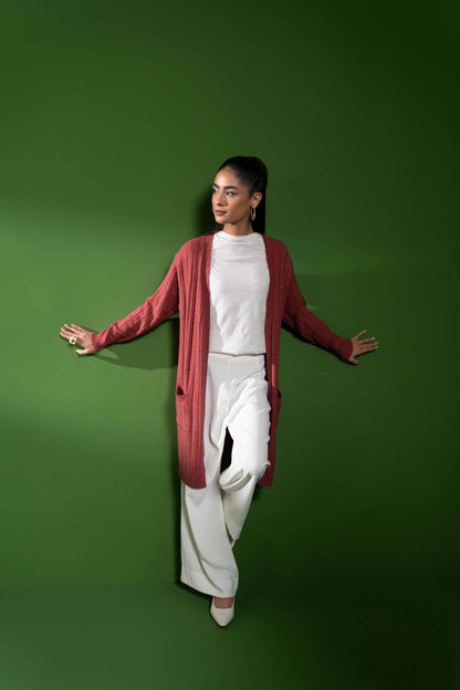 Nishat Linen - Red Long Sweater