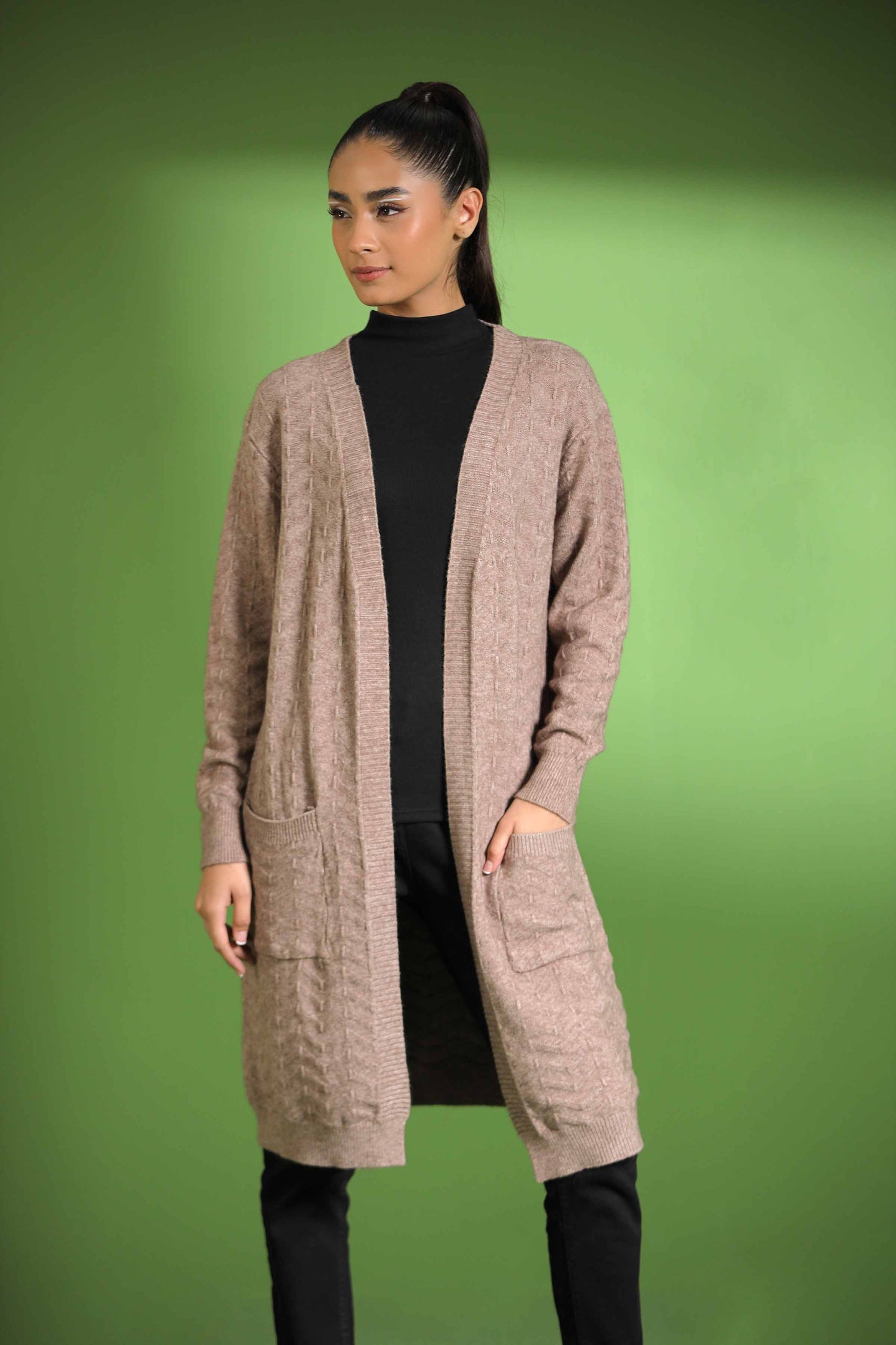 Nishat Linen - Khaki Long Sweater
