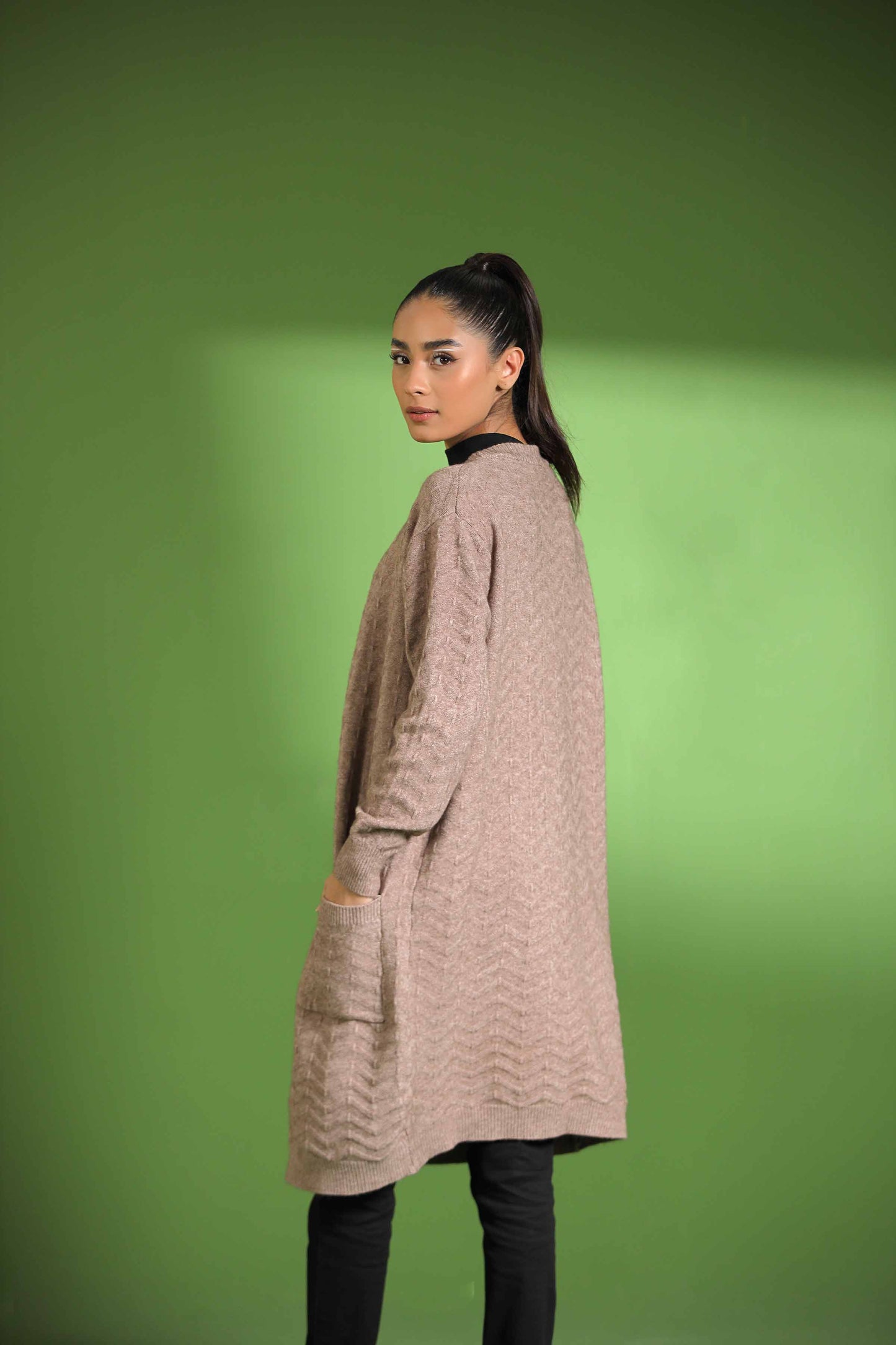 Nishat Linen - Khaki Long Sweater