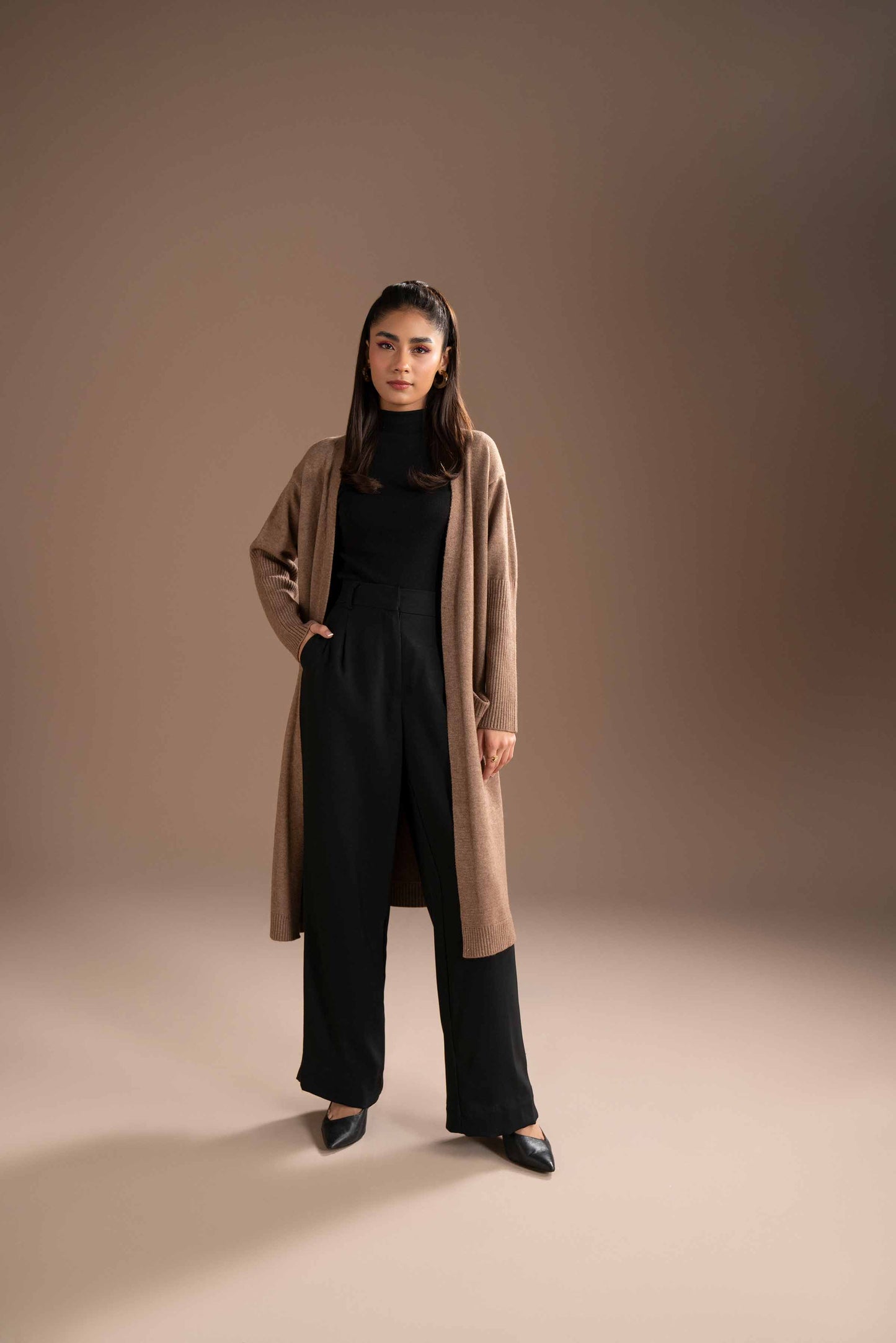 Nishat Linen - Coffee Long Sweater