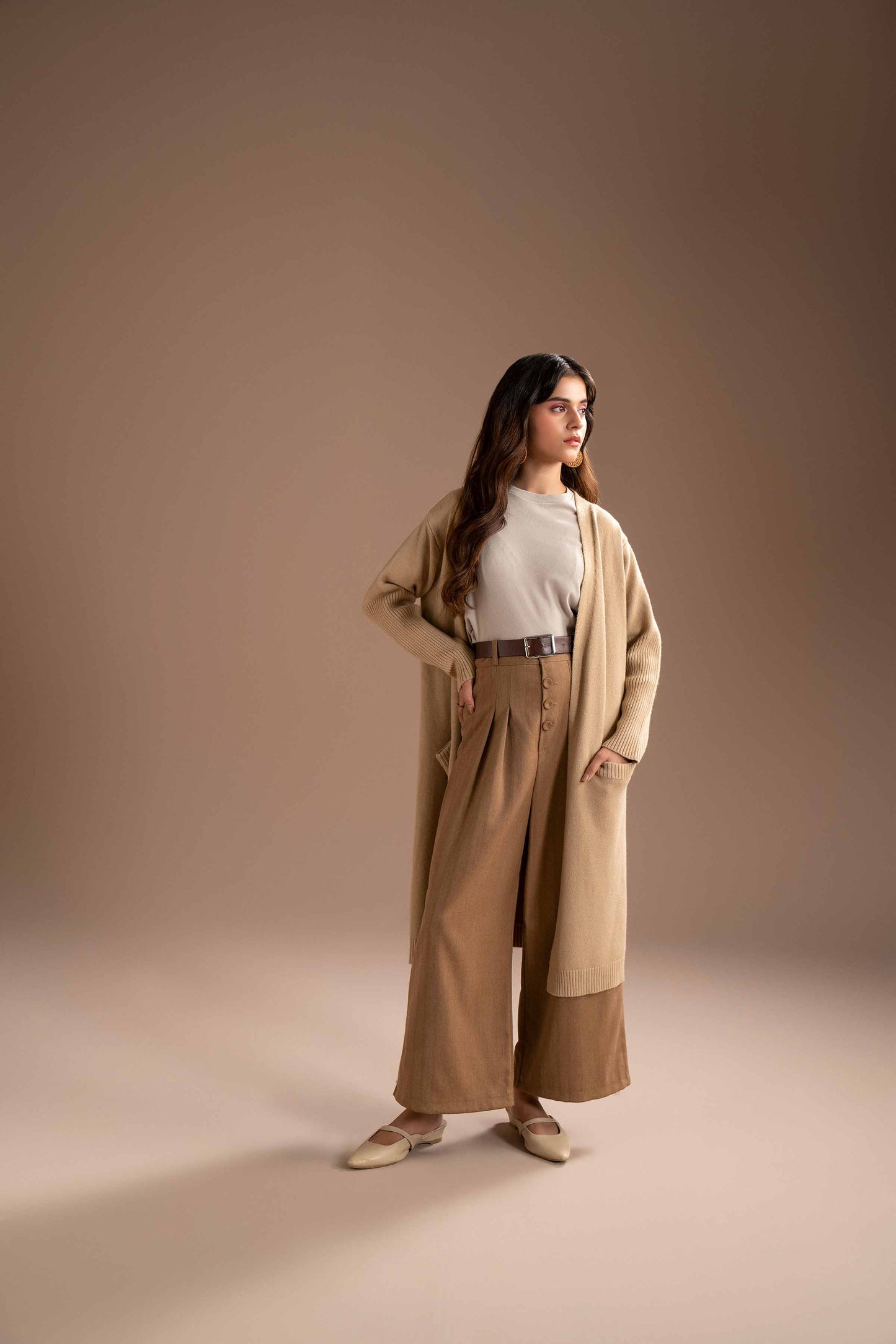 Nishat Linen - Beige Long Sweater