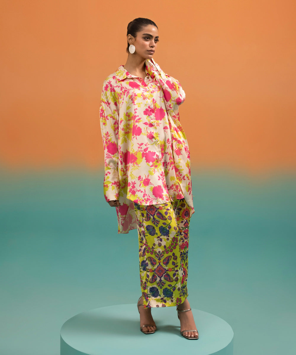 Sapphire - 2 Piece - Printed Silk Suit