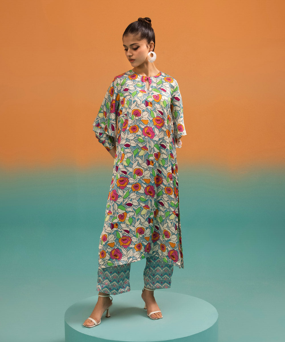 Sapphire - 2 Piece - Printed Silk Suit