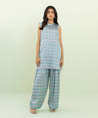 Sapphire - 2 Piece - Printed Silk Suit