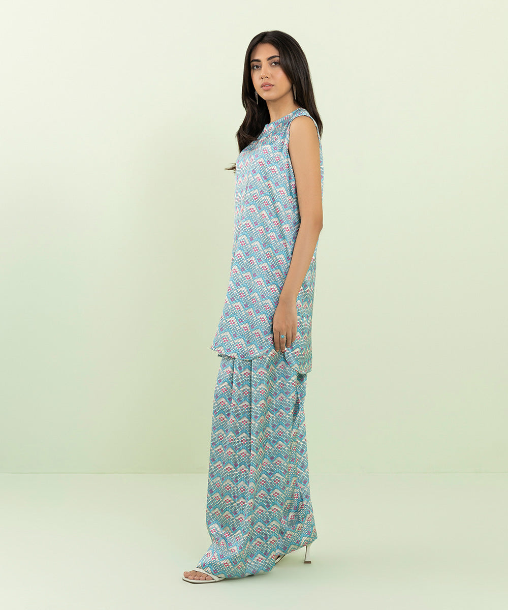 Sapphire - 2 Piece - Printed Silk Suit