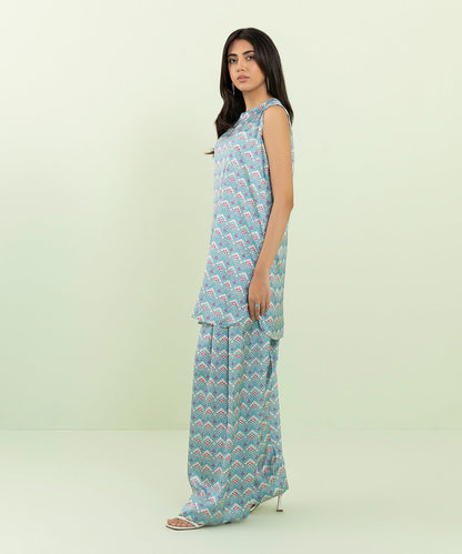 Sapphire - 2 Piece - Printed Silk Suit