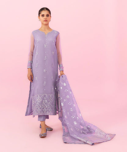 Sapphire - 3 Piece - Embroidered Organza Suit