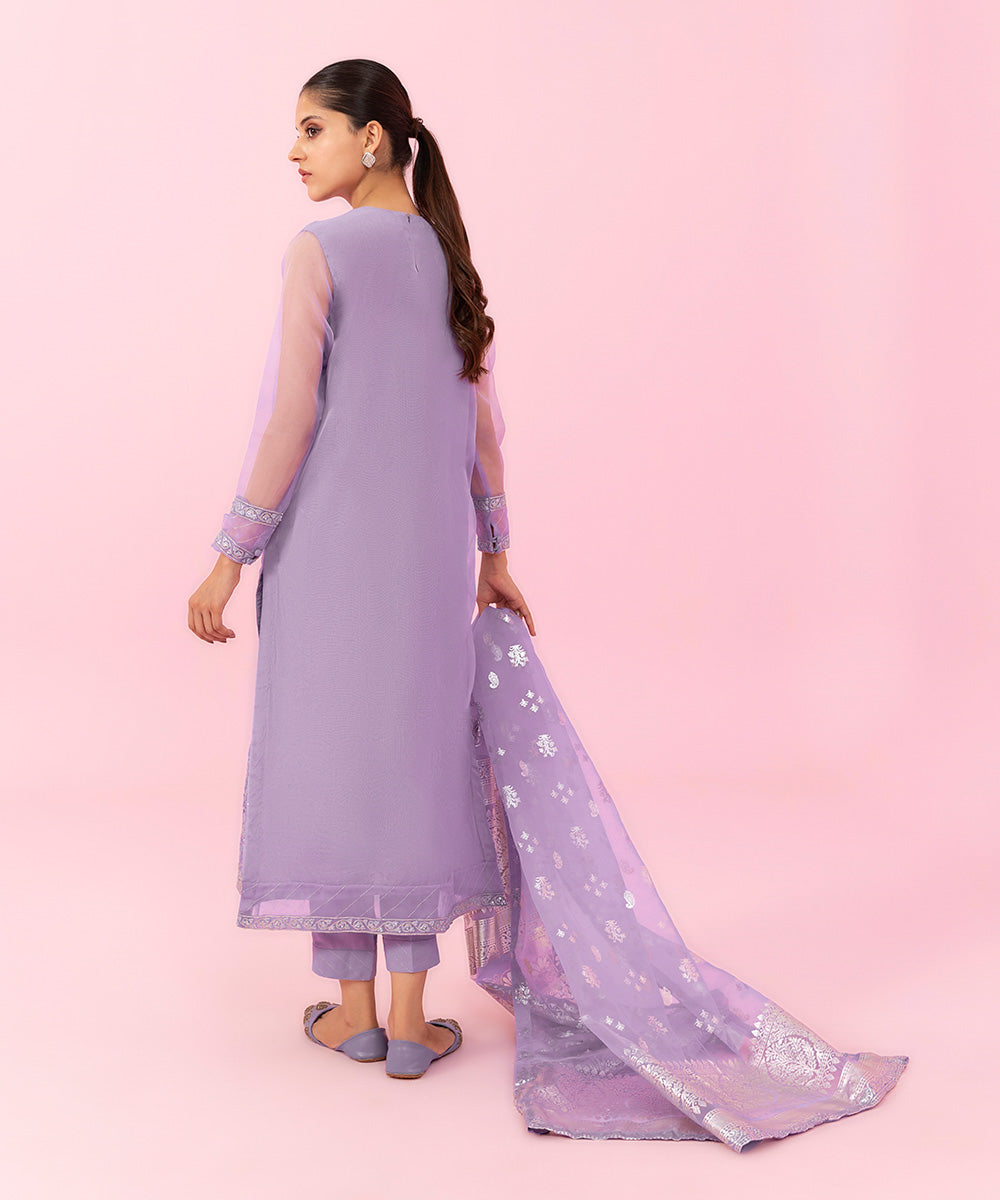 Sapphire - 3 Piece - Embroidered Organza Suit