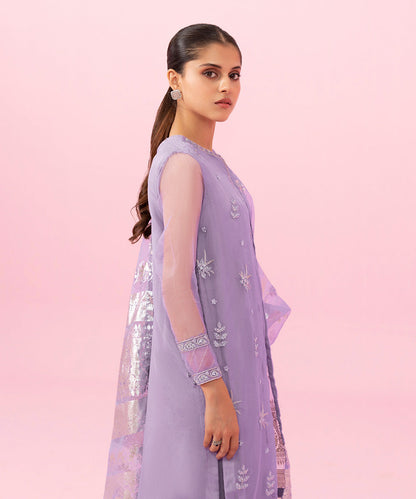 Sapphire - 3 Piece - Embroidered Organza Suit