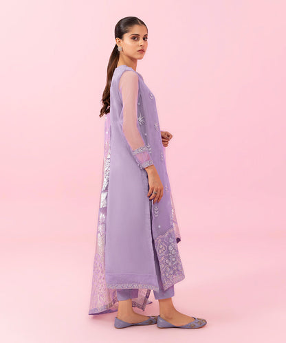 Sapphire - 3 Piece - Embroidered Organza Suit