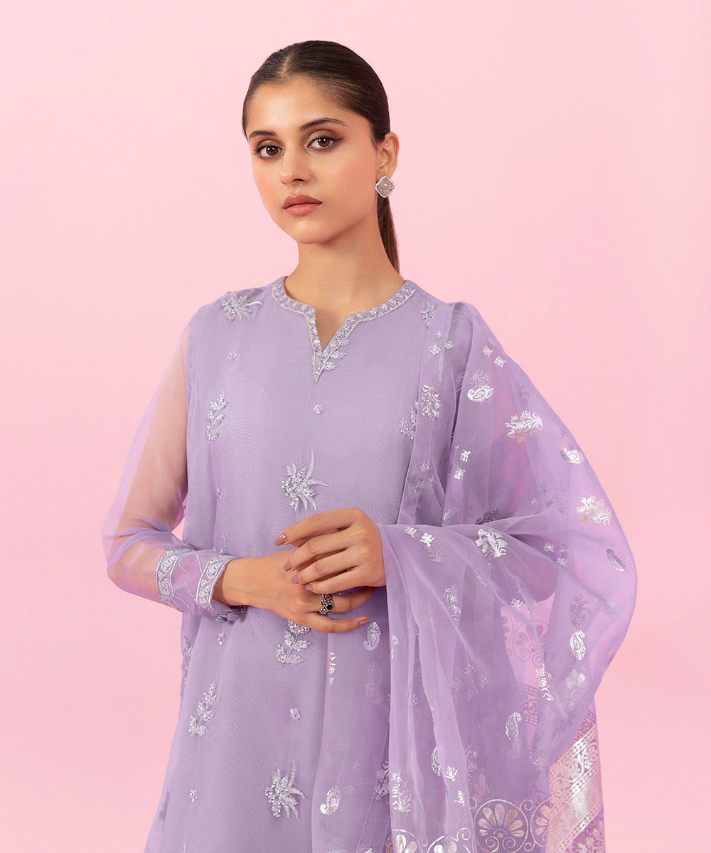 Sapphire - 3 Piece - Embroidered Organza Suit