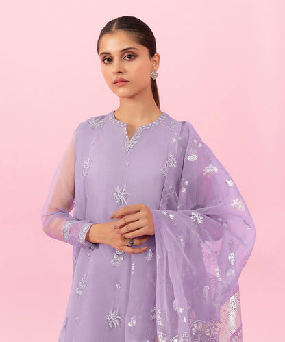 Sapphire - 3 Piece - Embroidered Organza Suit