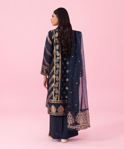 Sapphire - 3 Piece - Embroidered Jacquard Suit