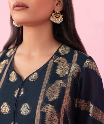 Sapphire - 3 Piece - Embroidered Jacquard Suit