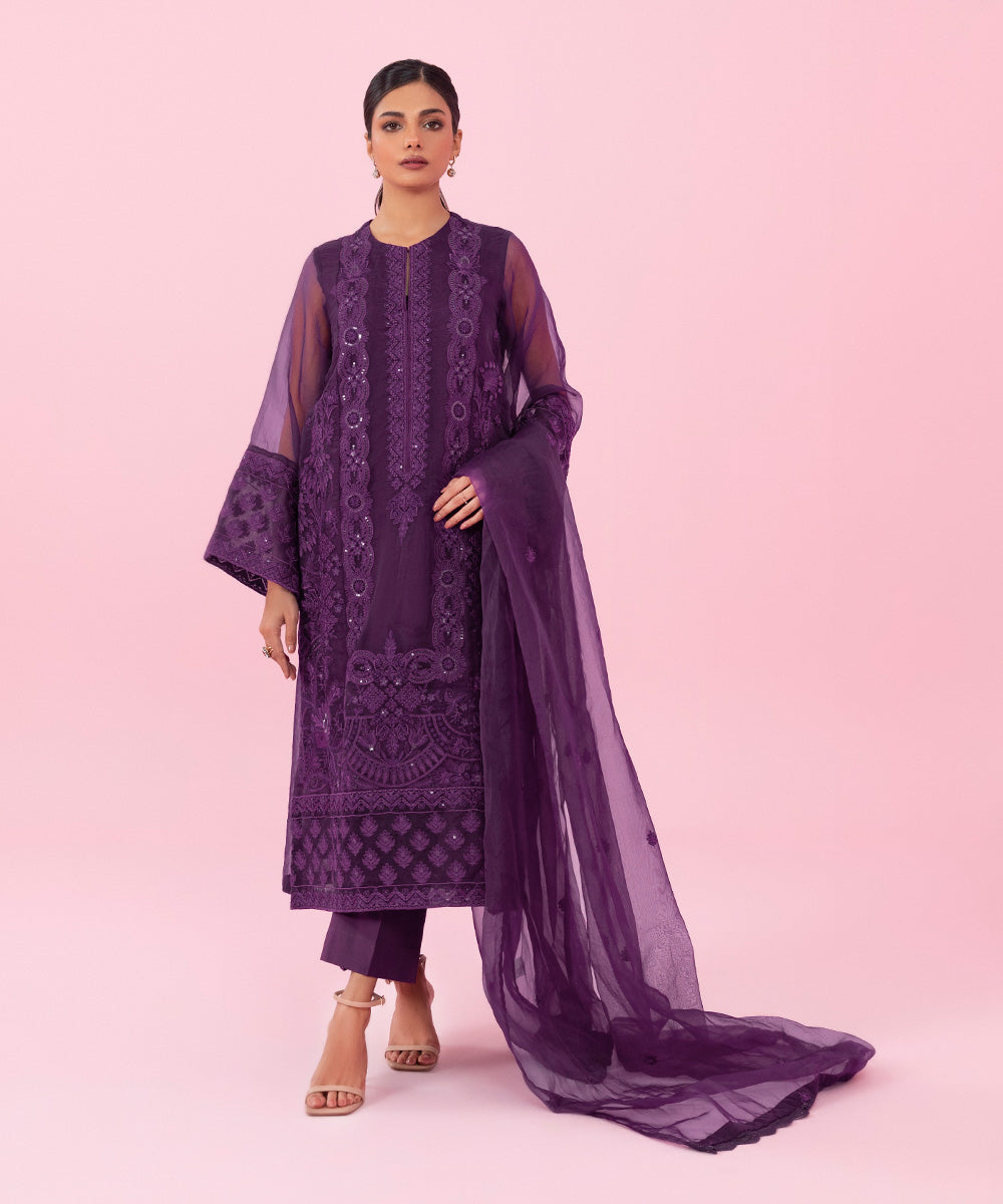 Sapphire - 2 Piece - Embroidered Organza Suit